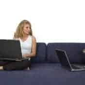 woman and dog on couch